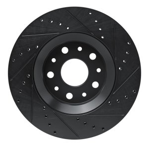 Jeep Gladiator Brake Rotor (1) - Front Left - R1 Concepts - Drilled & Slotted - Black - `18-`25